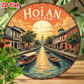 Wall Art - Scenic Hoi An Vietnam Landscape with Traditional Boats &Vibrant Architecture, Wall-Mounted Home Decor for Living Room
