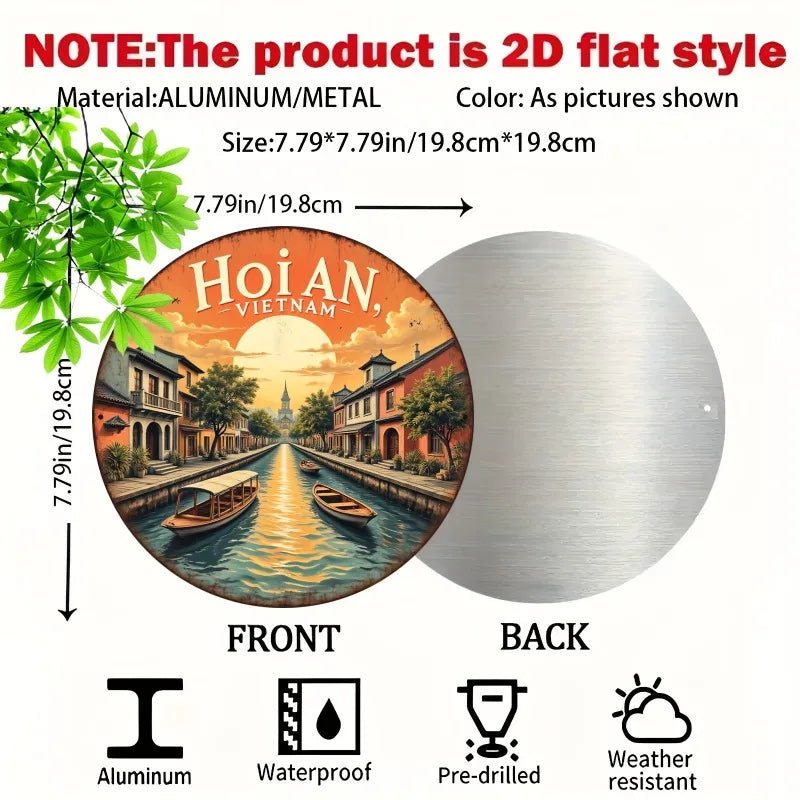 Wall Art - Scenic Hoi An Vietnam Landscape with Traditional Boats &Vibrant Architecture, Wall-Mounted Home Decor for Living Room